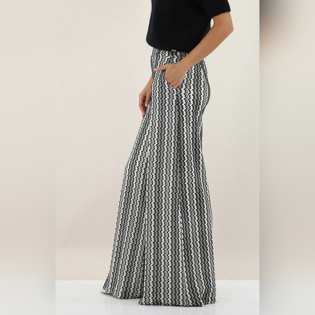 Monochrome Zigzag Pants Green & White
